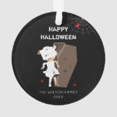 かわいい女の子ミイラ棺ハロウィーン家族&年 オーナメント (裏面)