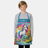 かわいい女の子ユニコーンの名前を追加 エプロン (着用した状態)