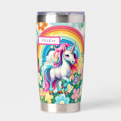 かわいい女の子ユニコーンの名前を追加 保温保冷タンブラー (正面)