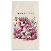 かわいい女の子ユニコーンパーティーカスタマイズ スモールペーパーバッグ (裏面)