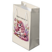 かわいい女の子ユニコーンパーティーカスタマイズ スモールペーパーバッグ (裏面アングル)