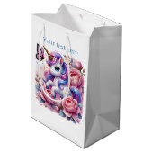かわいい女の子ユニコーンパーティーカスタマイズ ミディアムペーパーバッグ (裏面アングル)