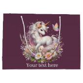 かわいい女の子ユニコーンパーティーカスタマイズ ラージペーパーバッグ (裏面)