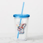 かわいい女の子ユニコーン妖精の名前を追加 アクリルタンブラー (裏面)