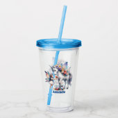 かわいい女の子ユニコーン妖精の名前を追加 アクリルタンブラー (裏面)