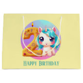 かわいい女の子ユニコーン第2誕生日 ラージペーパーバッグ (正面)