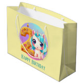 かわいい女の子ユニコーン第2誕生日 ラージペーパーバッグ (裏面アングル)