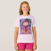かわいい女の子ヨガイラスト キッズTシャツ Tシャツ (正面フル)