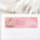 かわいい女の子ヨークシャーテリアとバラとハートサングラス ラベル (インサイチュ)