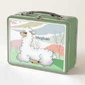 かわいい女の子ラマ愛好家の名前を追加 メタルランチボックス (正面)