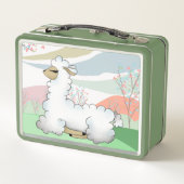 かわいい女の子ラマ愛好家の名前を追加 メタルランチボックス (裏面)