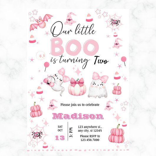 かわいい女の子リトルブハロウィーン誕生日任意の年 招待状