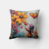 かわいい女の子レトロフローラ 感動的 クッション (裏面)