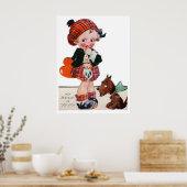 かわいい女の子レトロヴィンテージバレンタインポスター ポスター (キッチン)