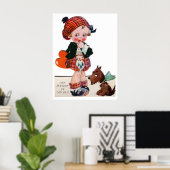 かわいい女の子レトロヴィンテージバレンタインポスター ポスター (ホームオフィス)