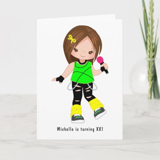 かわいい女の子ロックスター誕生日パーティーの写真 招待状 (正面)