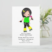 かわいい女の子ロックスター誕生日パーティー 招待状 (スタンド正面)