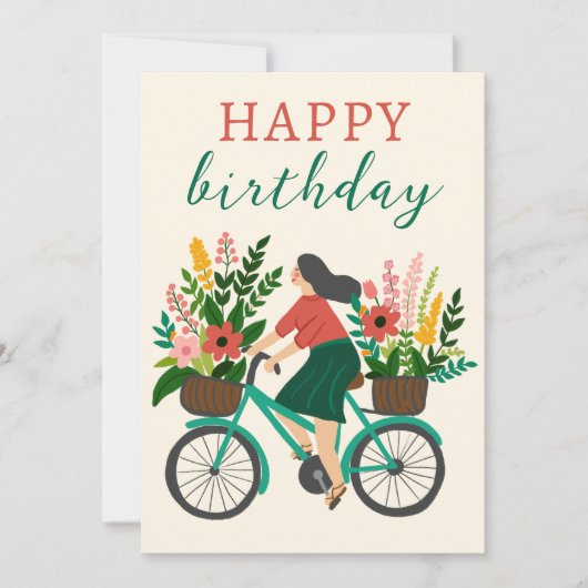 かわいい女の子乗用自転車w花ハッピーバースデー (正面)