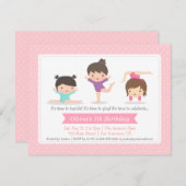 かわいい女の子体操バースデーパーティ招待状 招待状 (正面/裏面)