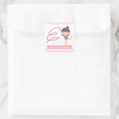 かわいい女の子体操子供の誕生日パーティーラベル スクエアシール (バッグ)