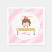 かわいい女の子体操子供の誕生日パーティー用品 スタンダードカクテルナプキン (正面)