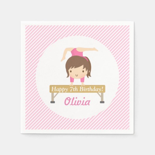 かわいい女の子体操子供の誕生日パーティー用品 スタンダードカクテルナプキン (正面)