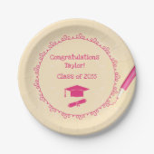 かわいい女の子卒業式パーティー ペーパープレート (正面)