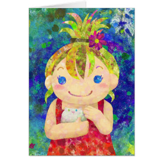 かわいい女の子及び白いguniaのブタ