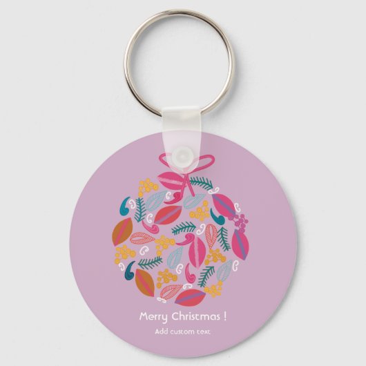 かわいい女の子向けのピンクのクリスマス オーダーメイド    キーホルダー (正面)