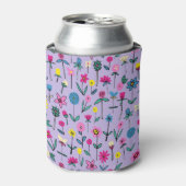 かわいい女の子向けのライラックの鮮やかな花柄 缶クーラー (缶正面)
