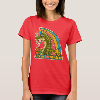 かわいい女の子向け恐竜 ユニコーン 虹色 ファンタジー 夢 Tシャツ