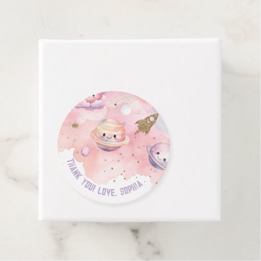 かわいい女の子宇宙惑星と星感謝していよう フェイバータグ (インサイチュ)