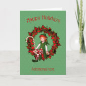 かわいい女の子小妖精や小人オンリースクリスマスホリデーカード シーズンカード (正面)