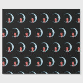 かわいい女の子小妖精や小人ムーンブラッククリスマスに座る ラッピングペーパー (フラット)