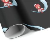 かわいい女の子小妖精や小人ムーンブラッククリスマスに座る ラッピングペーパー (ロールコーナー)