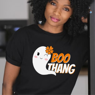 かわいい女の子幽霊ブタンブラックハロウィーン Tシャツ