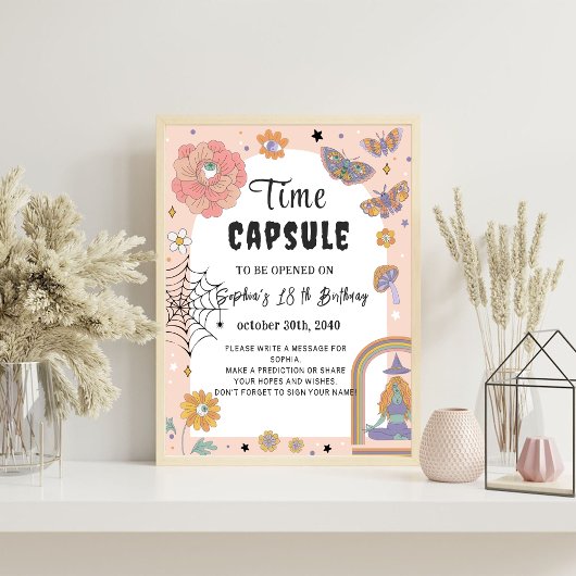 かわいい女の子幽霊誕生日タイムカプセルサイン ポスター