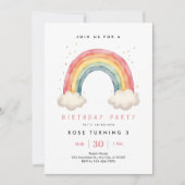 かわいい女の子抽象芸術レインボニーエイジ誕生日 招待状 (正面)