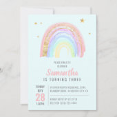 かわいい女の子抽象芸術レインボニーエイジ誕生日 招待状 (正面)