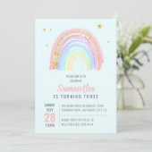 かわいい女の子抽象芸術レインボニーエイジ誕生日 招待状 (スタンド正面)