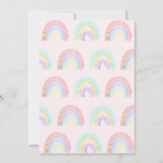 かわいい女の子抽象芸術レインボニーエイジ誕生日 招待状 (裏面)