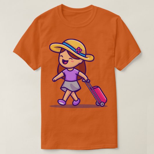 かわいい女の子旅行 Tシャツ (デザイン正面)