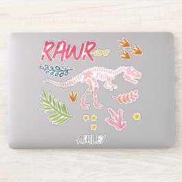 かわいい女の子用のピンクの恐竜デザイン キッズ シール