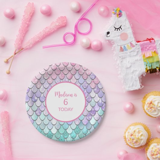 かわいい女の子第6誕生日マーメイドテーマパーティー ペーパープレート (パーティー)