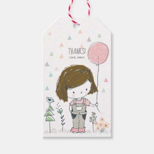 かわいい女の子誕生日ありがとうメッセージカード ギフトタグ (正面)