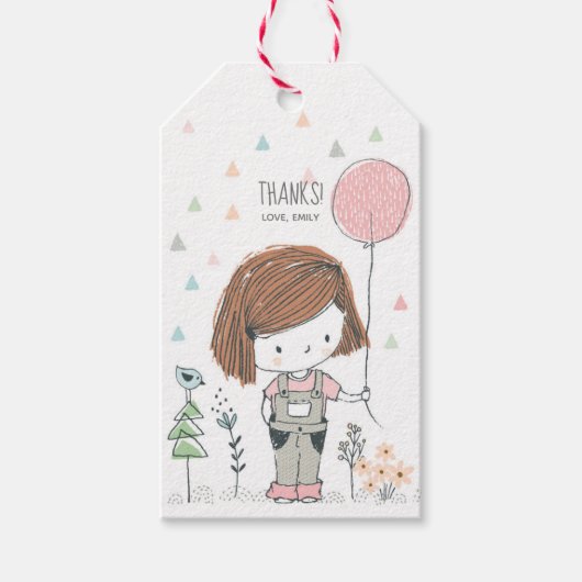 かわいい女の子誕生日ありがとうメッセージカード ギフトタグ (正面)