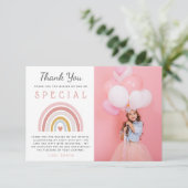 かわいい女の子誕生日パステルレインボーパーティー写真 サンキューカード (スタンド正面)