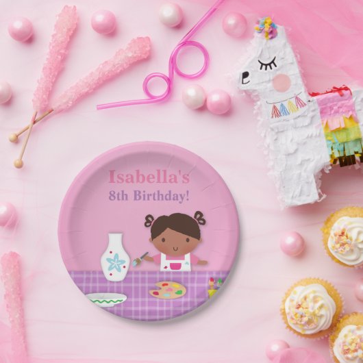 かわいい女の子陶器の絵画の誕生会の供給 ペーパープレート (パーティー)
