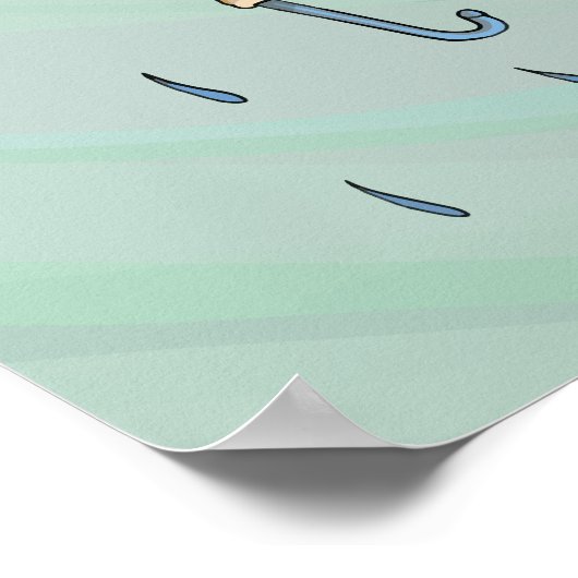 かわいい女の子雨の風の日グラフィック ポスター (角)