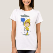かわいい女の子雨の風の日グラフィック Tシャツ (正面)